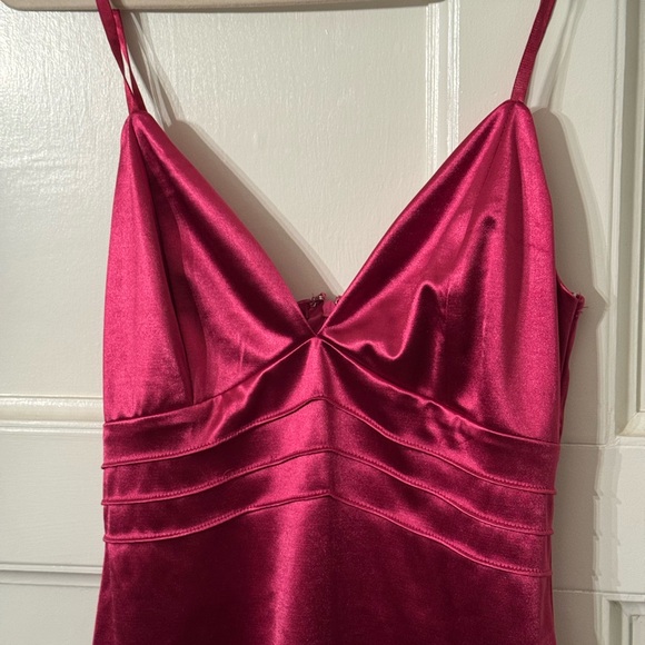 Lulus Fuchsia Satin Structured Mini Dress Strappy Cocktail Party Small - Picture 9 of 10